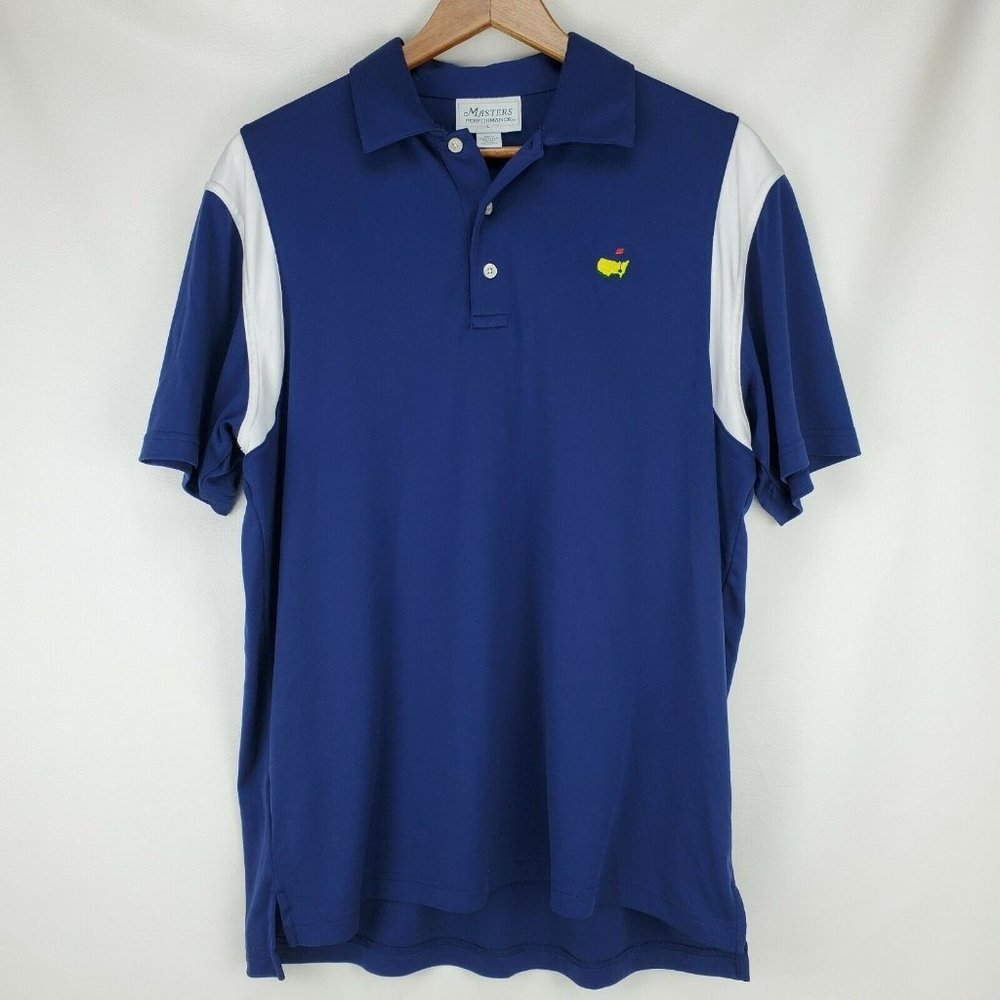 Masters Performance PGA Golf Navy Blue & White Polo Shirt  Men's Size L